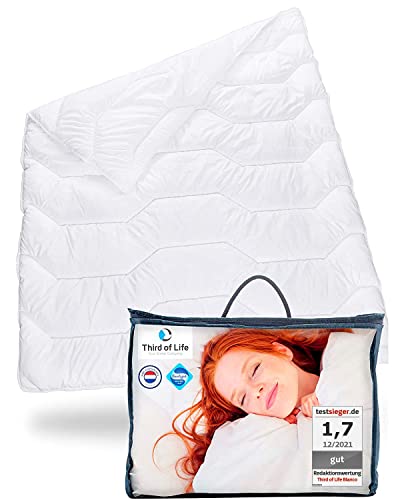 Bettdecke 135x200 Blanco | Flauschige Schlaf-Decke mit Feuchtigkeitsmanagement & hoher Atmungsaktivität | Optimale Hygiene für Allergiker | Perfekte 4-Jahreszeiten Bettdecke | Ganzjahresdecke 135 200