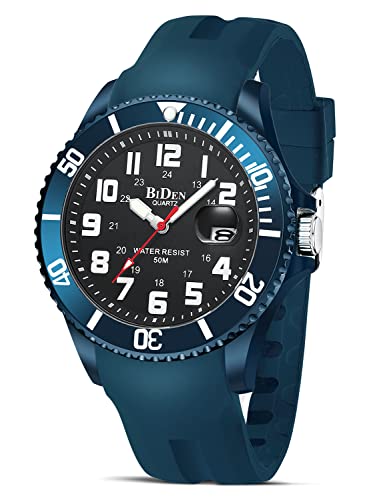 HANPOSH Herren Uhr Uhren Herren Männer Analog Quarz Uhr 50M wasserdichte Armbanduhren Herren mit Datum Casual Designer Uhr für Herren Silikon Armband (Blau)
