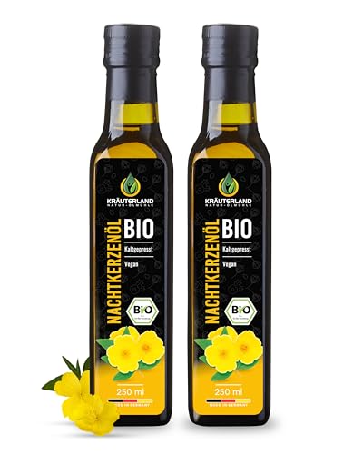 Kräuterland Bio Nachtkerzenöl 2x250ml (500ml), kaltgepresst, nativ, vegan, Direkt aus unserer Ölmühle
