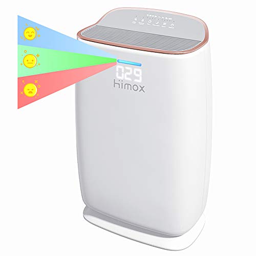 HIMOX Luftreiniger Hepa H13 Luftfilter mit Ionisator, Leise Schlafmodus, Auto Modus, Smart Luftqualität Sensor, für Allergiker Raucher, Raumluftreiniger gegen Pollen Staub Rauch