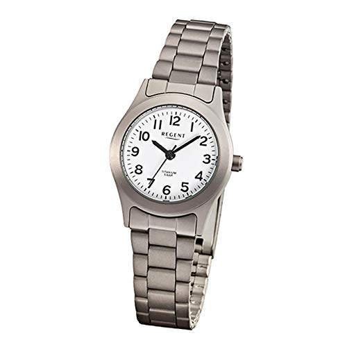 Regent Armbanduhr Titan Damenuhren-Kollektion Damen-Uhr mit Titan (Metall)-Armband grau silber analoges Quarzwerk D1URF855