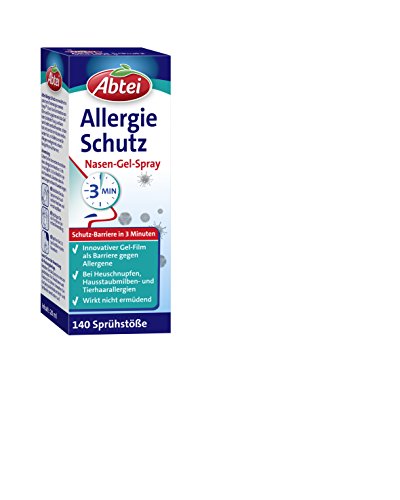 Abtei Allergie Schutz Nasen-Gel-Spray - bei Heuschnupfen, Hausstaubmilben- und Tierhaarallergien - wirkt nicht ermüdend - 1 Flasche à 140 Sprühstöße - 20 ml
