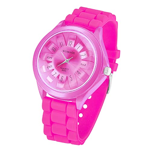 Taffstyle Armbanduhr Silikon Analog Quarz Uhr Farbige Sport Sportuhr Damen Elegant Farbige Damenuhr Bunte Frauenuhr Analoguhr Frauen Modern Pink