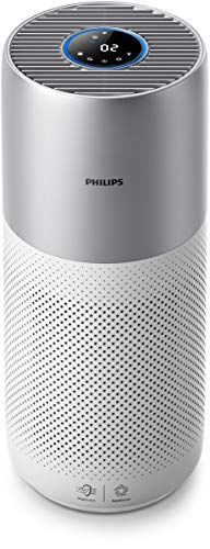Philips Domestic Appliances AC3036/10 Luftreiniger Connected 3000I (für Allergiker und Raucher, bis zu 104M², Cadr 400M³/H, Aerasense-Sensor, mit App-Steuerung) Weiß/Silber