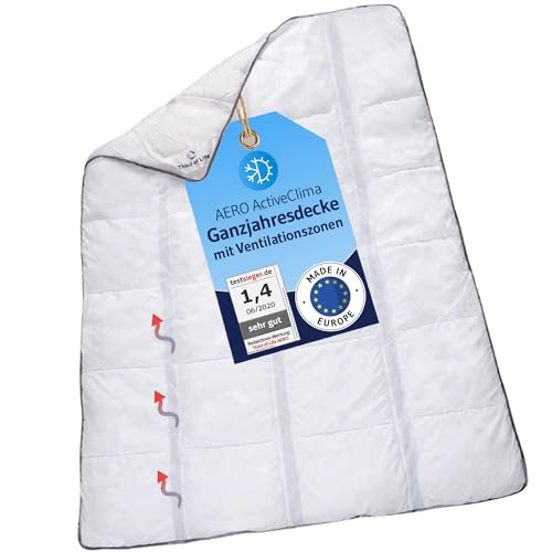 Ganzjahresdecke 260x220 mit Ventilations- und Klimazonen, Große Winterdecke für 2 Personen, Warme Steppdecke AERO ActiveClima, Perfekt für Winter und Sommer, Innovative OptiSleep®-Technologie