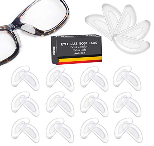 12 Paare Brille Nasenpads Silikon, D Form Stick Brille Nasen Pads, Rutschfeste Selbstklebende Nasenpads, 16 mm (Klar)