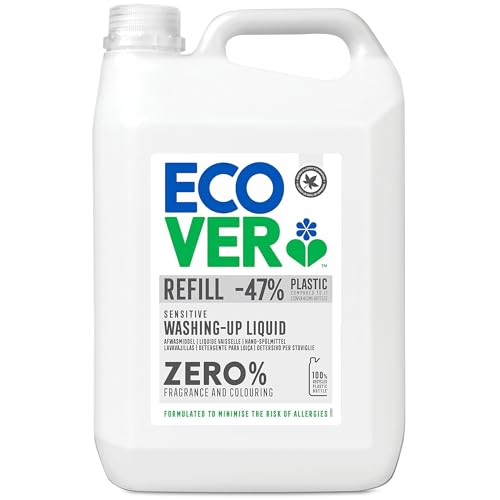 Ecover Zero Hand-Spülmittel (5 L), nachhaltiges Spülmittel mit Zuckertensiden ohne Duftstoffe, kraftvoller Fettlöser, Geschirrspülmittel flüssig und auf pflanzlicher Basis