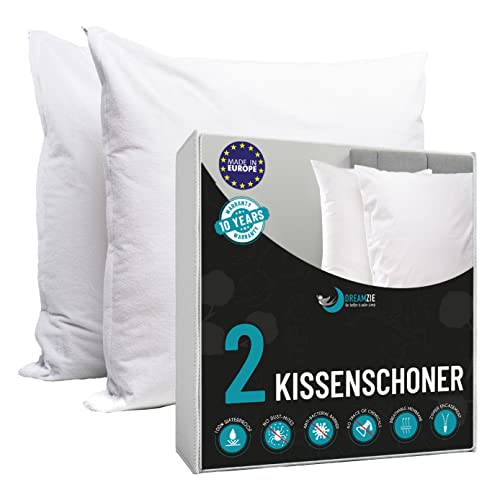 Dreamzie Wasserdichter Kissenbezug 40x60 cm 2er Set Made in EU und Oeko-TEX - Kissenschoner Antimilben und Anti Allergiker mit Reißverschluss