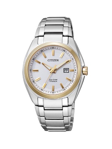 Citizen Damen-Armbanduhr XS Super Titanium Analog Quarz Titan EW2214-52A, Weiß