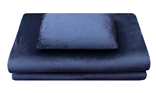 Luxus-Reiseset (Reisekissen, Reisebettmatratze) aus Visco-elastischem Airschaum (Memory-Foam), 2-teilig in blau, leichte mobile Matratzenauflage und Kopfkissen, ideal für Reisen, Camping, Wohnwagen
