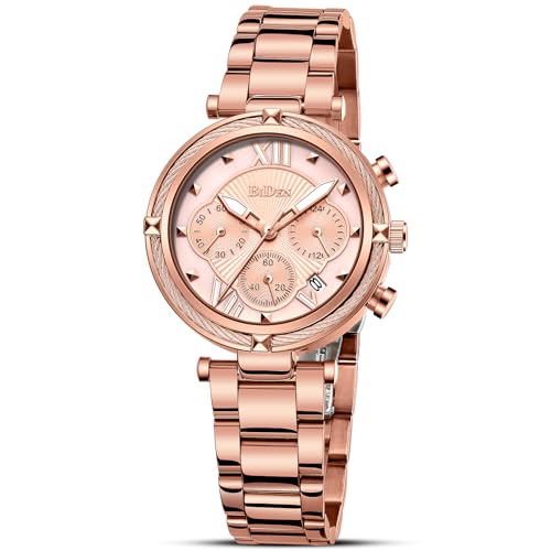 LN LENQIN Damenuhr Edelstahl Wasserdicht DamenUhren für Frauen Analog Quarz Armbanduhr Edelstahlarmband