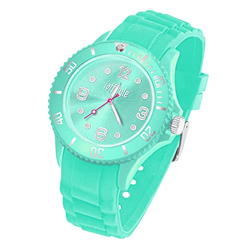 Taffstyle Armbanduhr Silikon Analog Quarz Uhr Farbige Sport Sportuhr Damen Herren Kinder Unisex 39mm Türkis