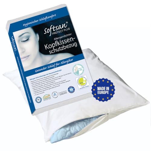 Softsan Protect Plus Kissenbezug milbendicht 50 x 90 cm, Encasing für Kopfkissen, Milbenschutz für Hausstauballergiker