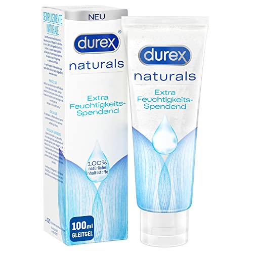 Durex Naturals Gleitgel Extra Feuchtigkeitsspendend - Wasserbasiertes Gleitmittel aus 100% natürlichen Inhaltsstoffen für langanhaltende Feuchtigkeit – 100 ml