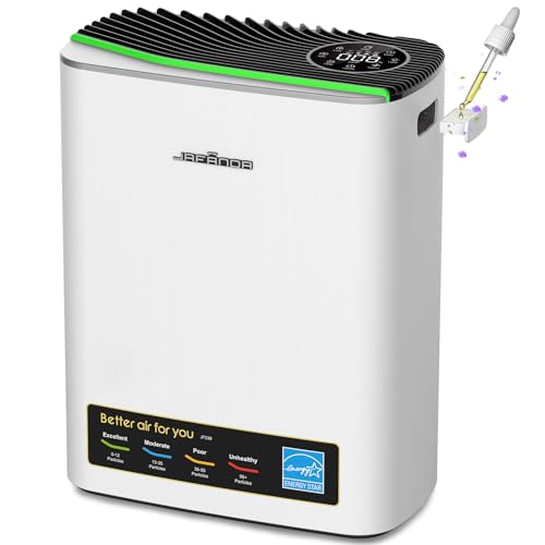 Jafända Luftreiniger HEPA für Allergiker, Raumluftreiniger mit Aromatherapie-Diffuser & Aktivkohlefilter, Entfernt 99,97% Schimmel, Staub, Pollen, Luftreiniger CADR 268 m³/h (Silber)