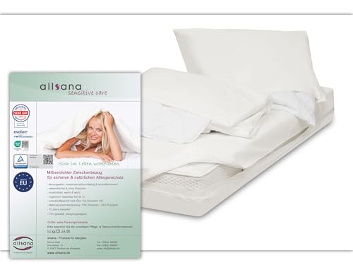 allsana Allergiker Encasing Set 3- teilig | Kissenbezug 80x80 cm + Deckenbezug 135x200 cm + Matratzenbezug 90x200x20 cm | Allergie Bettwäsche | Milbenschutz | allergendichte Zwischenbezüge