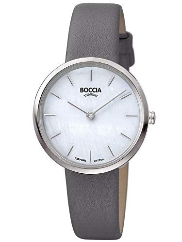 Boccia Damen Analog Quarz Uhr mit Leder Armband 3279-07