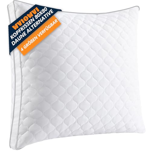 WVIOWVI Kopfkissen 80x80 Allergiker, Komfort Kissen 80x80 Mikrofaser, Hautfreundlich Atmungsaktiv Pillow für Bettkissen Sofa, Seitenschläfer, Rücken Bauchschläfer, Zuverlässiger Halt Ohne Verformung