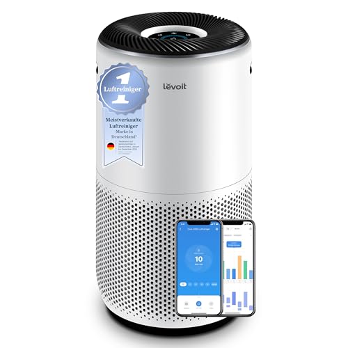LEVOIT HEPA Luftreiniger für Allergiker, CADR 433m³/h bis 90㎡ Raucherzimmer Wohnung, Luftfilter gegen 99,97% von Schimmel Staub Gerüche, PM2,5 Luftqualitätsanzeige, Automodus, App Alexa Steuerung