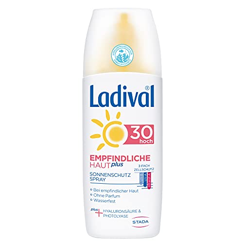 Ladival Empfindliche Haut Plus Sonnenschutz Spray LSF 30 - Parfümfreies Sonnenspray ohne Farb und Konservierungsstoffe - wasserfest, 150 ml