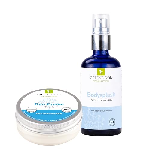 GREENDOOR Naturkosmetik intelligente Deo-Kombi, Sparpreis, Body-Splash & Deo Creme, ohne Aluminium, natürlich vegan antibakteriell, Natur Deodorant mit Bio Babassu, unisex für Damen und Herren