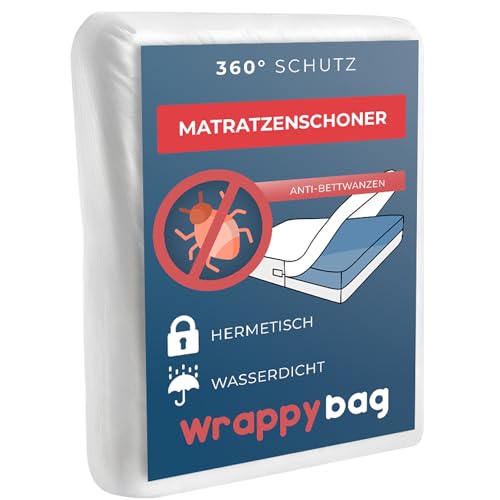 WRAPPYBAG Wasserdichter Matratzenschoner – Anti-Bettwanzen & Hausstaubmilben Matratzenbezug – Chemikalienfrei & Atmungsaktiv – 90x200x20 cm – Erhältlich in 15 Größen