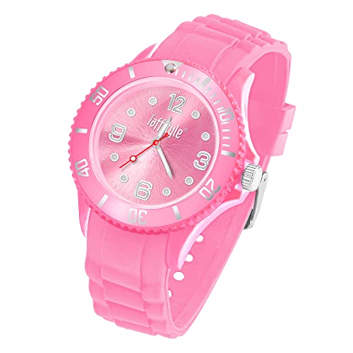Taffstyle Armbanduhr Silikon Analog Quarz Uhr Farbige Sport Sportuhr Damen Herren Kinder Unisex 43mm Rosa