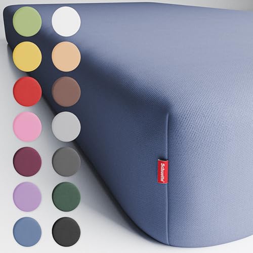 Schuette® Spannbettlaken mit Rundumgummi • 70 x 140 • Wow! Kollektion: TRU Blu (Dunkelblau) • 100% Superfluff Baumwolle, Blickdicht, Faltenfrei • Matratzenhöhe bis 10 cm