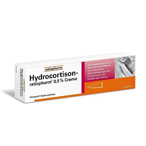 Hydrocortison-ratiopharm® 0,5% Creme bei allergischen und entzündlichen Hautirritationen, Juckreiz, Sonnenbrand und Insektenstichen. 30 g Creme