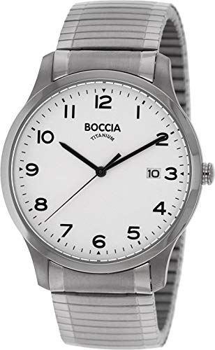 Boccia Herren Analog Quarz Uhr mit Titan Armband 3616-01