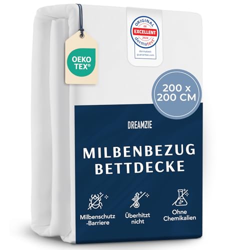 Dreamzie - Milbenbezug Bettdecke 200x200 cm - Allergiker Bettwäsche Encasing - Hausstaubmilben Schutz - Anti Milben Bettbezug mit Reißverschluss