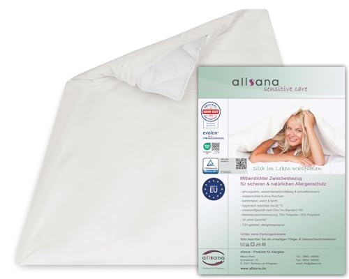 Allsana Allergiker Deckenbezug 140x200 cm | Allergie Bettwäsche | Anti Milben Encasing | Milbenschutz für Hausstauballergiker | allergendichter Zwischenbezug für die Bettdecke | TÜV geprüft