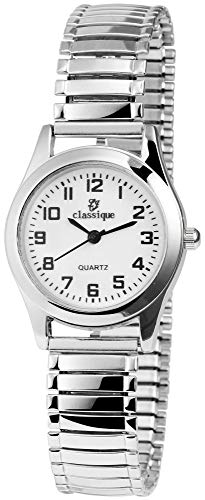 Classique Damen–Zugarmbanduhr Edelstahl Armbanduhr Analog Quarz 1700018