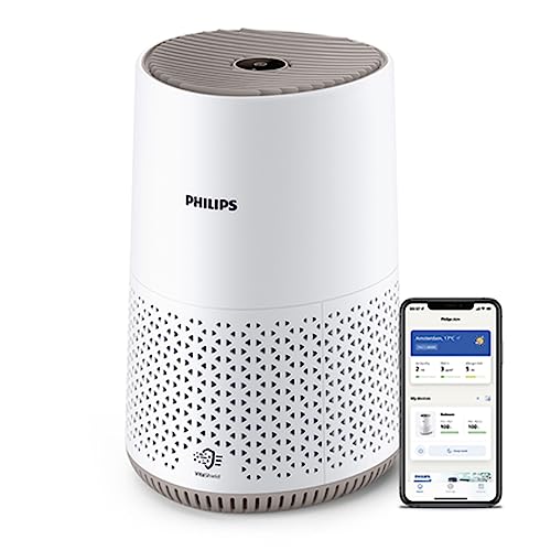 Philips Luftreiniger 600 Serie. Ultraleise und energieeffizient Für Allergiker. HEPA-Filter entfernt 99,97% der Schadstoffe. Für Räume bis zu 44m2. App-gesteuert. Weiß (AC0650/10)