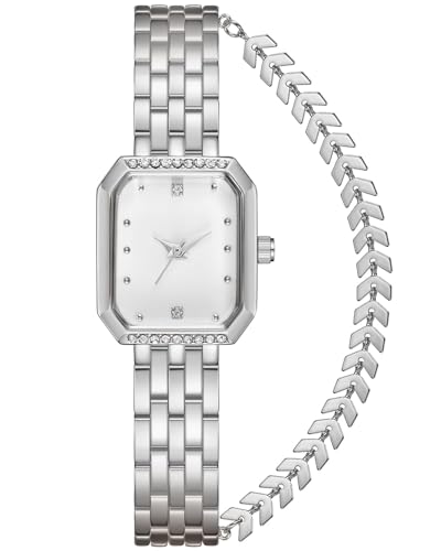 CIVO Armbanduhr Damen Silber Edelstahl Rechteck Analog Damenuhr mit Armband Minimalistisch Designer Wasserdicht Quarz Uhr, Geschenke für Frauen
