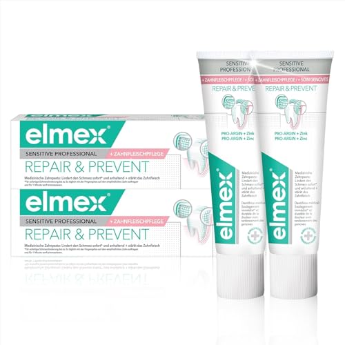 elmex Zahnpasta Sensitive Professional Repair & Prevent 2x75ml – medizinische Zahnreinigung für sofortigen*, anhaltenden Schutz – beugt Zahnfleischrückgang & neuen Schmerzen vor