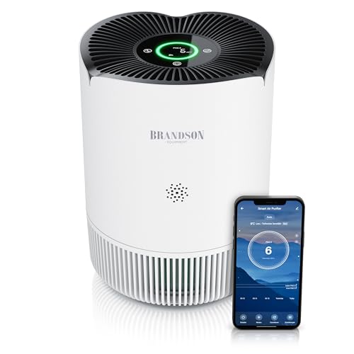 Brandson - Luftreiniger Allergiker WLAN - CADR 158 m³/h 50 m² - Air Purifier - Preisträger 2025 - Smart Home mit App - 4 Filter HEPA Aktivkohle – Tierhaare Pollen Staub Schimmel Viren Raucherzimmer
