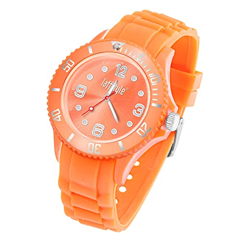 Taffstyle Armbanduhr Silikon Analog Quarz Uhr Farbige Sport Sportuhr Damen Herren Kinder Unisex 39mm Orange