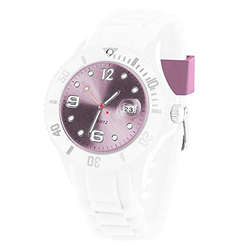 Taffstyle Damen Herren Sportuhr Armbanduhr Silikon Sport Watch Farbiges Ziffernblatt mit Datum Analog Quarz Uhr Weiß Rosa
