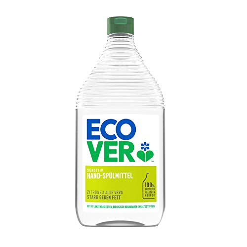 Ecover Hand-Spülmittel Zitrone & Aloe Vera (950 ml), nachhaltiges Spülmittel mit Zuckertensiden, kraftvoller Fettlöser, Geschirrspülmittel flüssig und auf pflanzlicher Basis