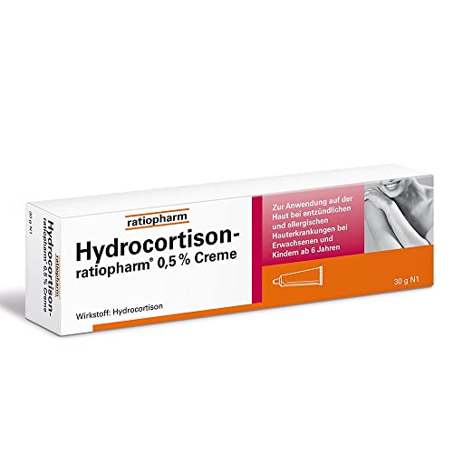 Hydrocortison-ratiopharm® 0,5% Creme bei allergischen und entzündlichen Hautirritationen, Juckreiz, Sonnenbrand und Insektenstichen. 30 g Creme