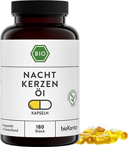Nachtkerzenöl Kapseln BIO 180 Stück vegane Kapseln mit 500 mg kaltgepresstem Nachtkerzenöl von bioKontor