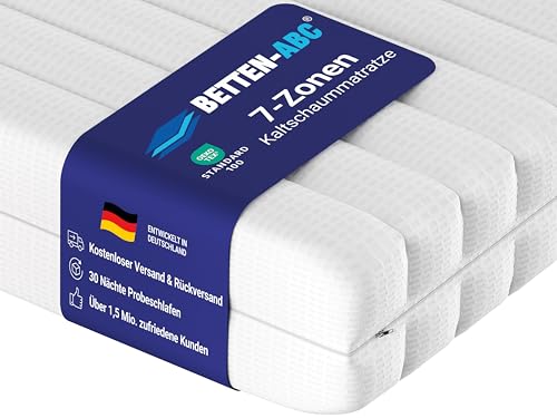 Betten-ABC - Matratze (KSP-500) - 80x200 cm (H3) - 7-Zonen Matratze aus Kaltschaum - Hypoallergen & Antibakteriell - Oeko-TEX® Zertifiziert - Bezug abnehmbar & waschbar - Lieferung per Paket