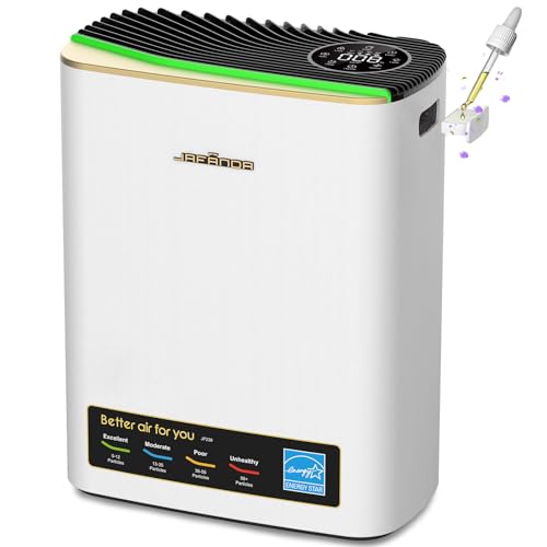 Jafända Luftreiniger HEPA für Allergiker, Raumluftreiniger mit Aromatherapie-Diffuser & Aktivkohlefilter, Entfernt 99,97% Staub, Pollen, Schimmel, Luftreiniger Raucherzimmer CADR 268 m³/h (Gold)