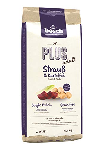 bosch HPC PLUS Adult Strauß & Kartoffel | Hundetrockenfutter für ausgewachsene Hunde aller Rassen | Single Protein | grain-free | 1 x 12.5 kg