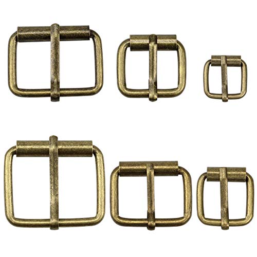 Hysagtek 60 Stück Bronzefarbene Metall-Rollschnallen Gürtelschnalle Dornschnallen für Taschen, Leder-Gürtel Handarbeit- und Bastelzubehör, 6 Größen – 3.3 cm, 2.9 cm, 2.5 cm, 2 cm, 1.7 cm, 1.3 cm