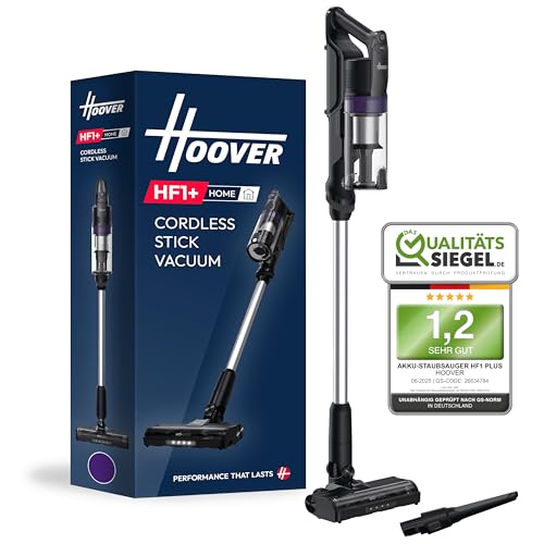 Hoover HF1 Plus Akku Staubsauger mit Anti-Haarverwicklung, Parkfunktion, Staubsauger kabellos mit XL Staubbehälter & LED-Licht, 45min Laufzeit, ideal für Allergiker, Teppich/Hartböden/Auto