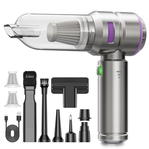 KITBEZN Handstaubsauger, Handstaubsauger Akku Kabellos, 4-in-1 Auto Staubsauger Stark, Akku Staubsauger mit Bürstenloser Motor per Auto, Haus, Tierhaare, Sofa Reinigung, Silber