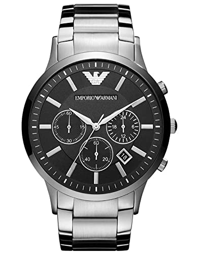 EMPORIO ARMANI Herren Chronograph Quarz Uhr mit Edelstahl Armband AR2460