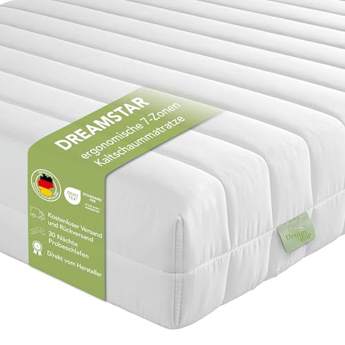 DREAMSTAR Simple Flex Duo 7-Zonen Matratze 80x200 cm | Ergonomische Kaltschaummatratze | Öko-TEX® | H2 & H3 I Hypoallergen & Antibakteriell | 12 cm hoch 80 x 200 cm